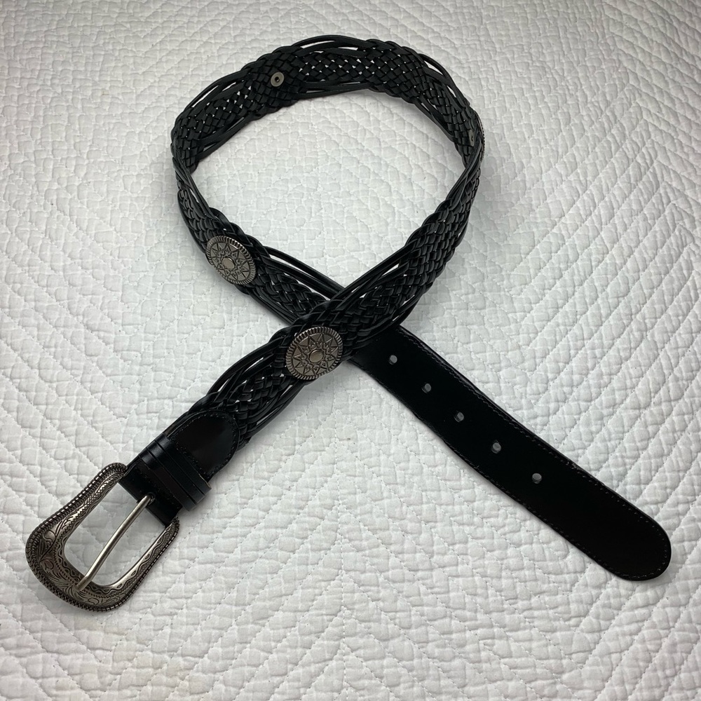 Leather Black Western Festival Sun Buckle Belt S M